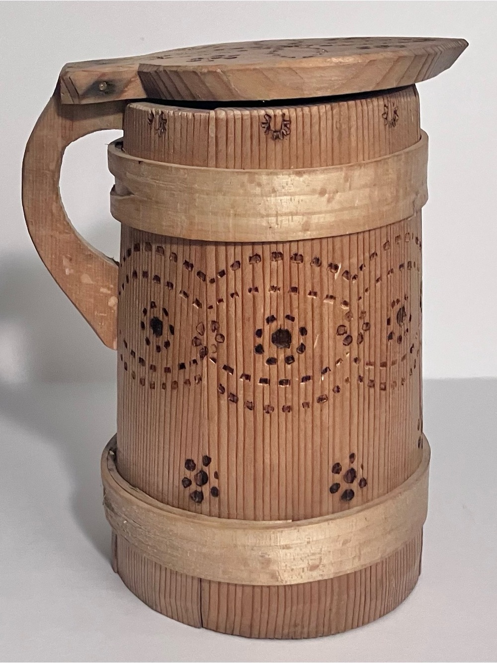 Vintage HANDMADE WOOD STEIN / Wood Burning Design / CARPATHIAN MOUNTAIN Region